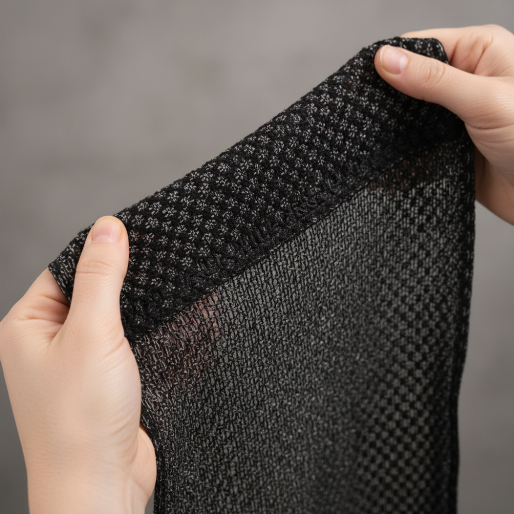  Gros plan texture double face serviette exfoliante Duchessence charbon de bambou